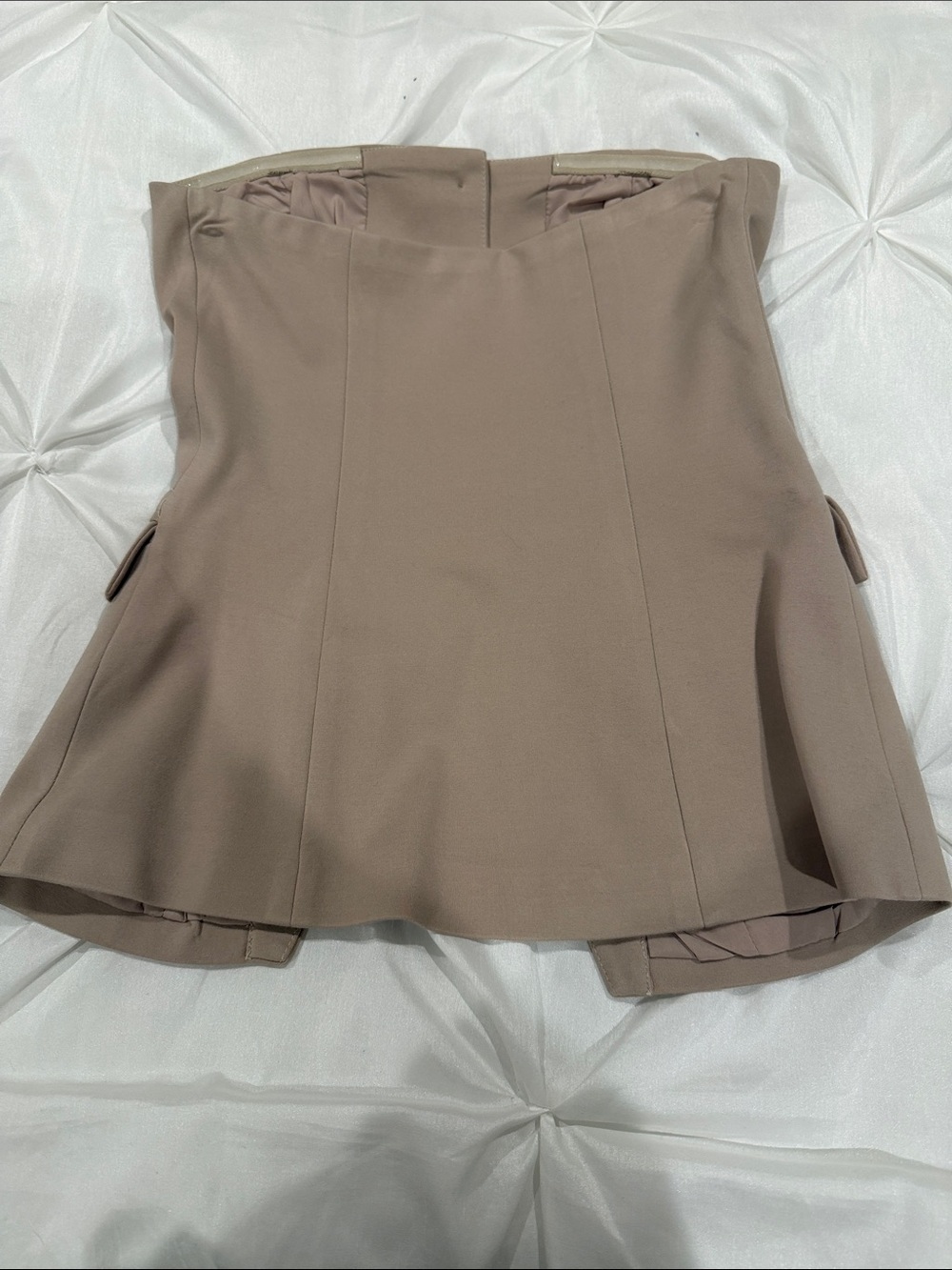 Aqua Beige Strapless Corset top with Gold Trim buttons size XS - Picture 3 of 7